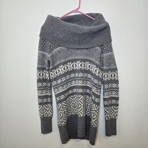 Neve Tunic Sweater Dress Cowlneck Lambswool Angora Knit Fair Isle Snowflake S